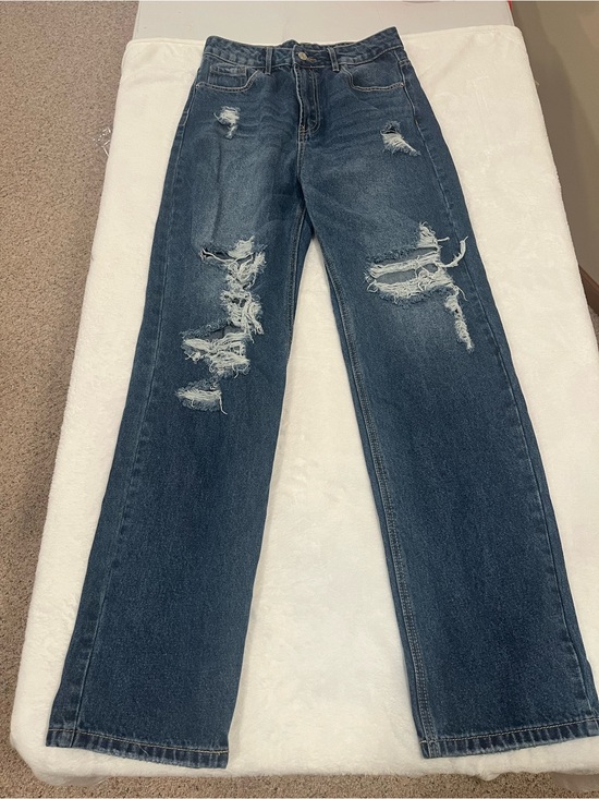 SHEIN Pants - SHEIN Distressed High Waisted Straight Leg Jeans - Size Medium